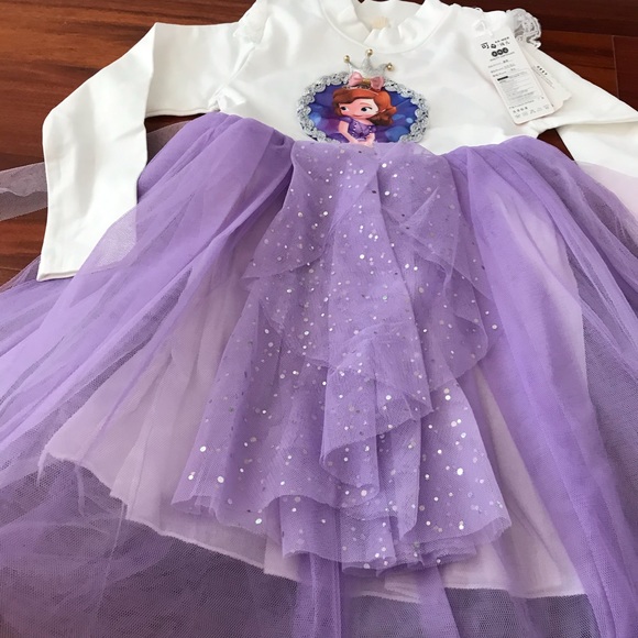 Princess Sparkly Purple Long Sleeve Dress - Picture 3 of 8